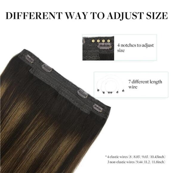 Human Hair Extensions Wire Balayage Dark Brown to Chestnut Brown 18 Inch 95g main image 4